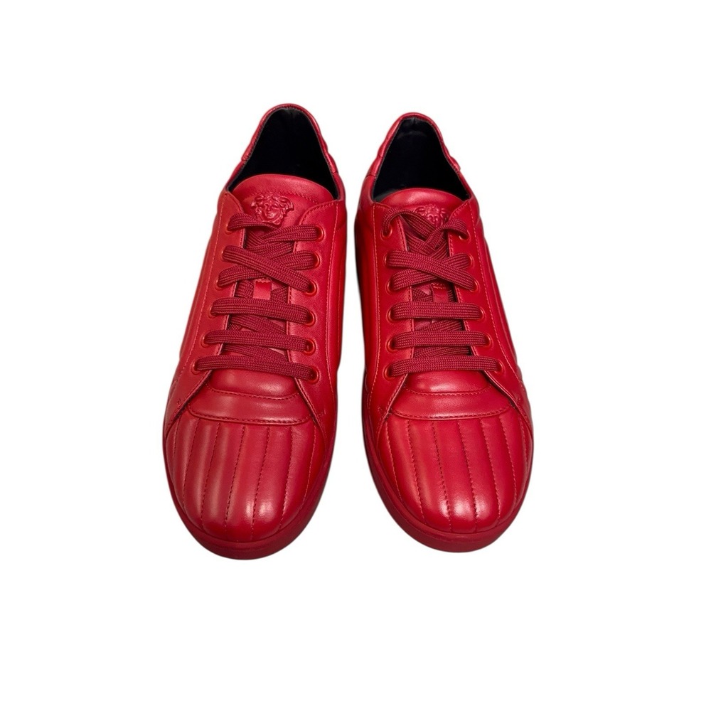 Versace Men's Red Leather Medusa Sneakers Size 40 Made‎ in Italy